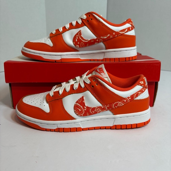 Nike Dunk Low ESS Orange Paisley White Women’s 8 / Men’s 6.5 DH4401-103 New - Picture 3 of 8